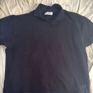 Black Knit Short Sleeve Top